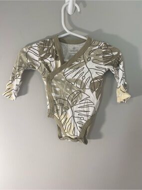 Honest Baby Clothing Olive Leaf Print Wrap Onesie